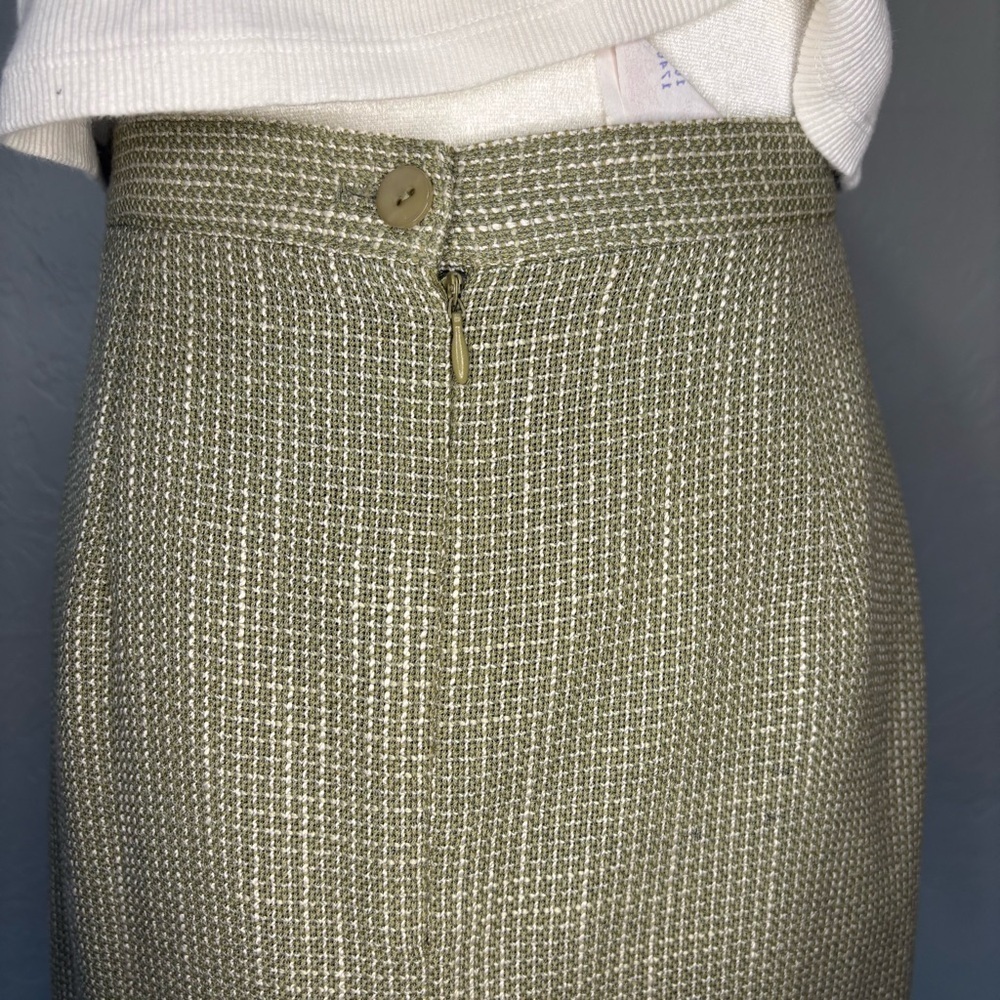 Conrad C Collection Wool Blend Maxi Skirt | Green Textured | Size 10 - Picture 11 of 16